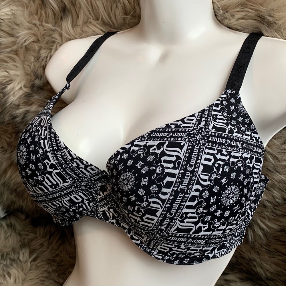 Juicy Couture Intimates Lined Underwire Bra 36D Black & White